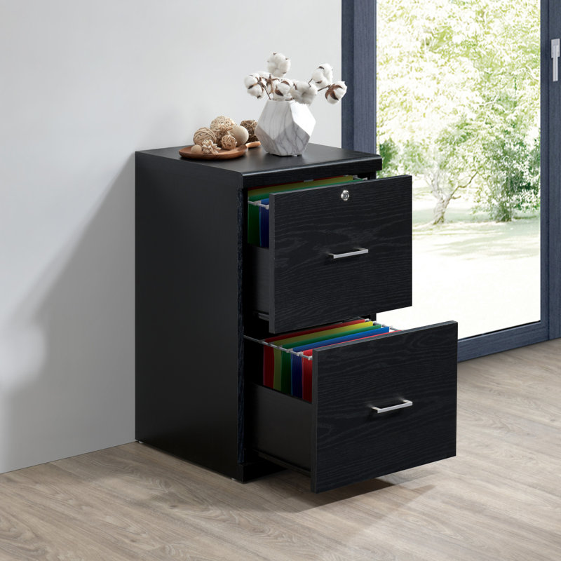 17 " Wide 2 Vertical Filing Cabinet, Black