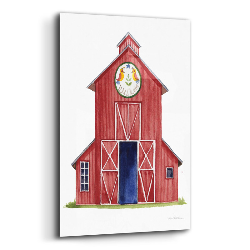  «Life On The Farm Barn Element 2» par Kathleen Parr, art mural en verre acrylique, 12 po x 16 po