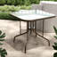 Tables de patio robustes, plateau en verre de 35 po en acier, salle à manger d'extérieur moderne