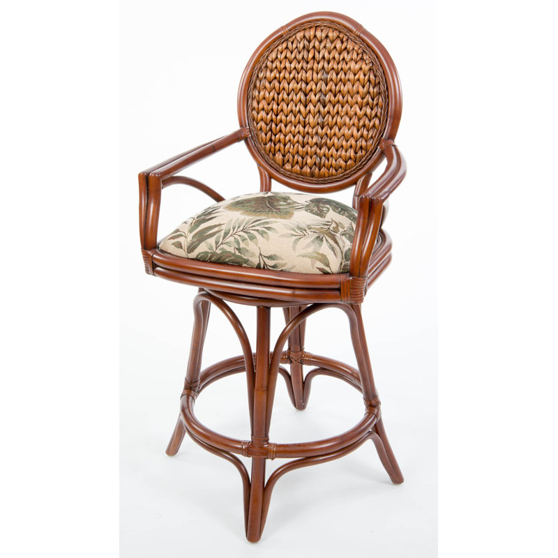 Dashad Swivel Upholstered Counter Stool, Counter Stool (24” Seat Height), Antique Honey