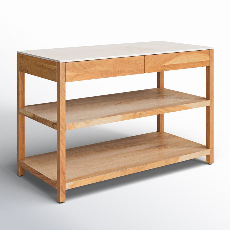 Alida Marble Top Prep Table, Smoked Acacia