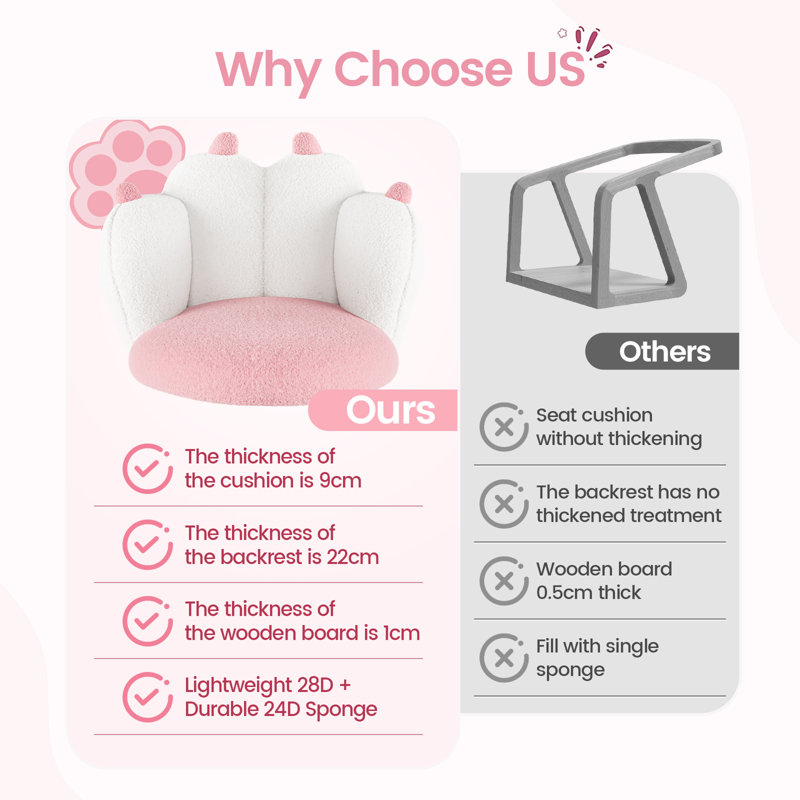 Children's Chair, Pink/White