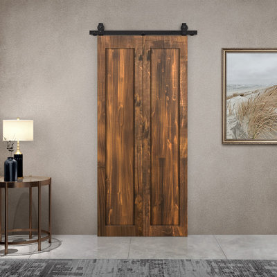 Ensemble de quincaillerie pour porte de grange coulissante en bois de pin 1 panneau