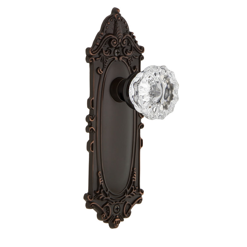 Victorian Plate with Crystal Door Knob, Timeless Bronze