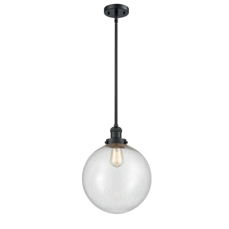 Luminaire suspendu sphère simple à 1 lumière Clermont, DEL, Grainé, Noir mat