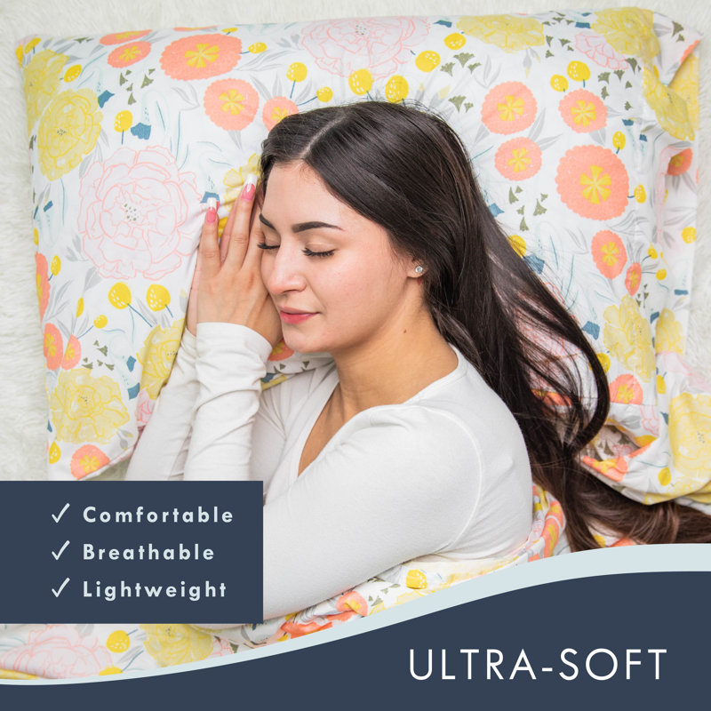 White Floral Microfiber Full Bedding Set with Pillowcases