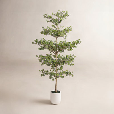 9ft Artificial Black Olive Tree With Large White Planter, Tall Faux Black Olive Tree Indoor, Decorative Faux Olive Tree For Living Room Home Office Corner Decor