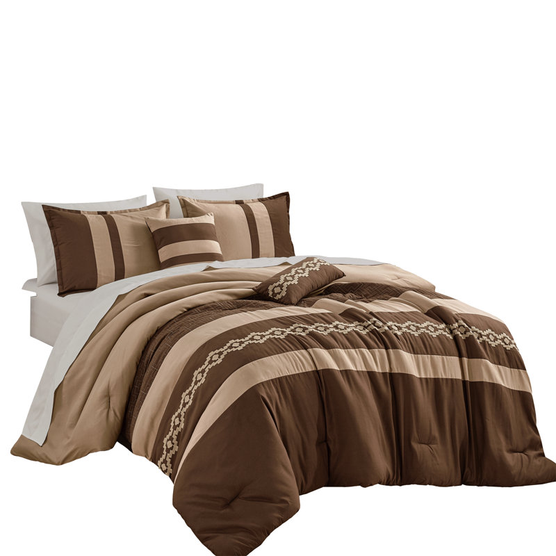 Ensemble d'édredon en microfibre brun 9 pièces, Grand édredon et 8 pièces supplémentaires