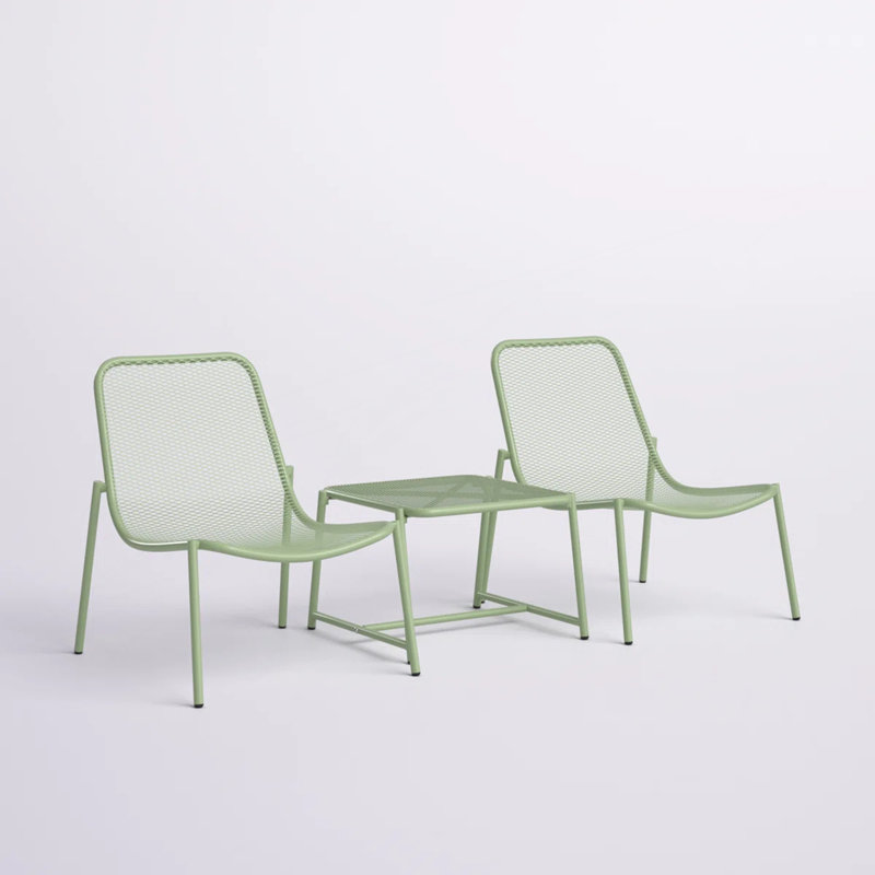 3 Piece Outdoor Seating Group, Matte Green