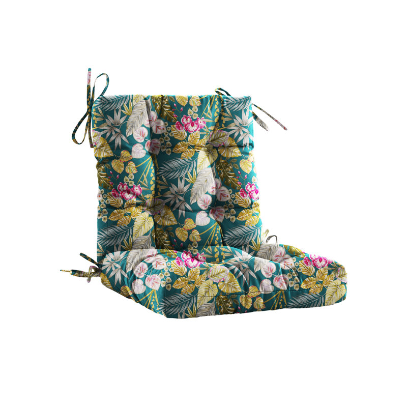 All Weather Outdoor Chair Cushions, 40X20x4 Inches Water-Resistant Fade-Resistant Patio Seat Pads With Straps, 100% Polyester Non-Removable Cover, High Resilience For Deck, Poolside, Balcony Chairs,Floral