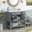 Meuble-lavabo 36 po avec lavabo supérieur, armoire de rangement moderne avec 2 portes à fermeture douce et 6 tiroirs, meuble-lavabo simple-115688333