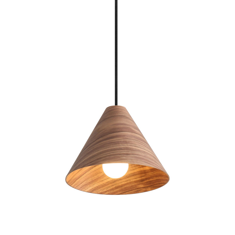 Mini-luminaire suspendu 1 lumière Hanrahan en noyer clair, Brun