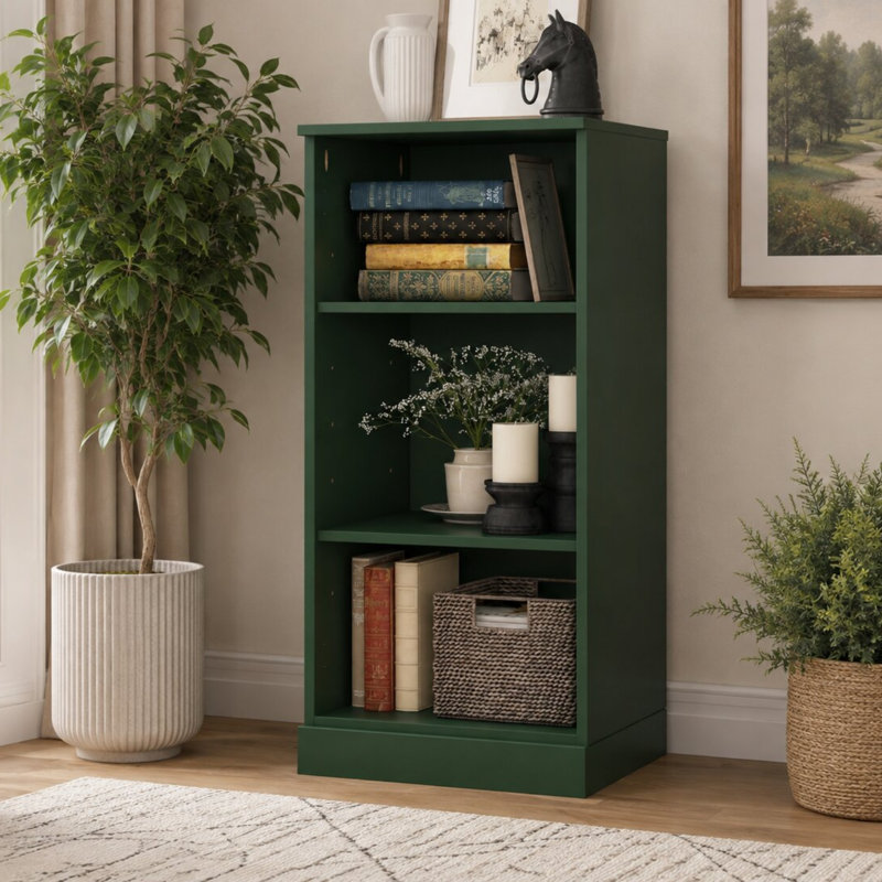 Bibliothèque 100% bois massif Palace Imports, tablettes réglables, l 16,5 po x L 35,75 po, Vert