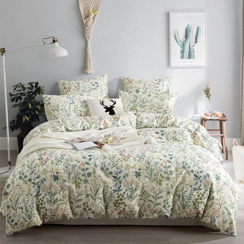 Ensemble de literie à motif floral Nayoroom Boho, Housse de couette grand et 2 taies d'oreiller stan