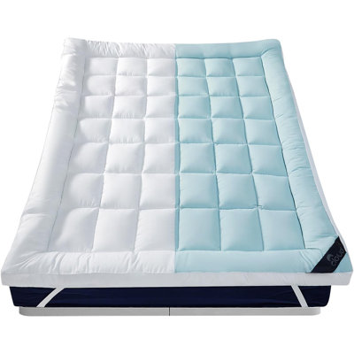 10cm Mattress Topper Soft Microfibre Filling Breathable Hypoallergenic Mattress Pad Year Round Comfort Support Bed Topper