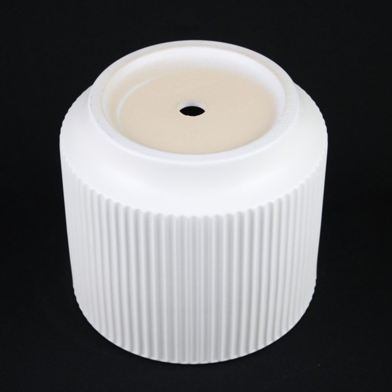Ensemble de 3 pots à fleurs en grès blanc avec texture nervurée