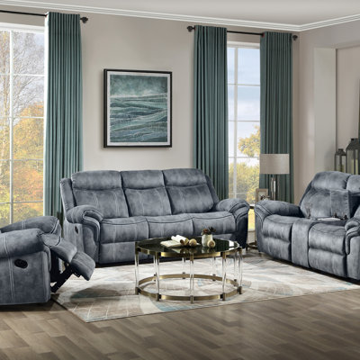 Luxueux ensemble inclinable en velours bicolore 3 pièces avec charge USB et rangement, parfait pour le confort et la fonctionnalité modernes