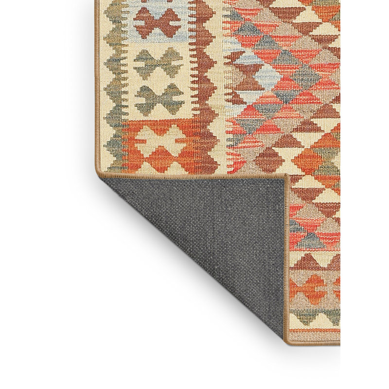 Tapis contemporain orange / rouge, Rectangle 5 pi x 8 pi