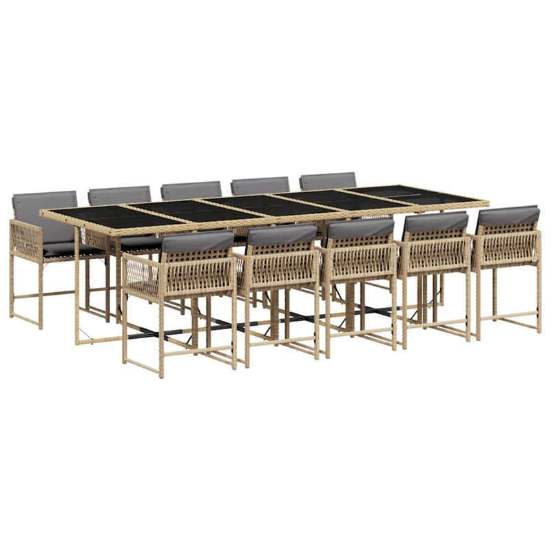 Patio Dining Set with, Light Grey, Beige, 73cm H x 275cm W x 106cm D