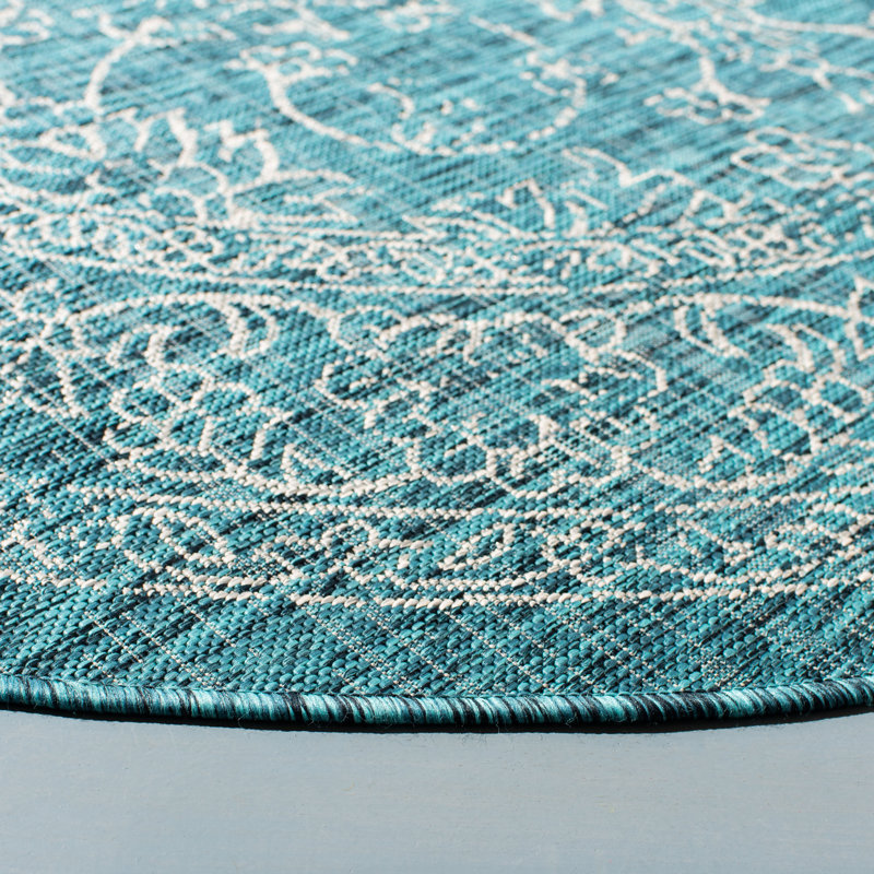 Cherene Performance Floral Indoor/Outdoor Area Rug, Round 6'7"