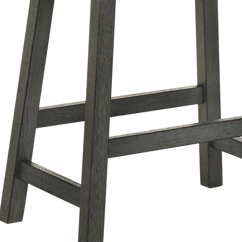 Set Of 2 Rustic Counter Stools, 25-Inch Backless Wooden Farmhouse Barstools With Faux Leather Seat, Distressed Finish, Space-Saving Design