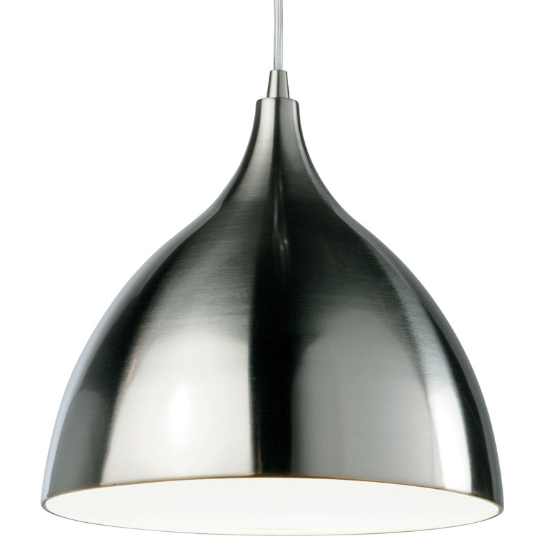 1 - Light Brushed Nickel Dome Pendant, White, G24D-2