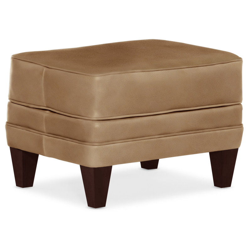 Willow Upholstered Ottoman, Mahogany, Aline Fumo Genuine Leather