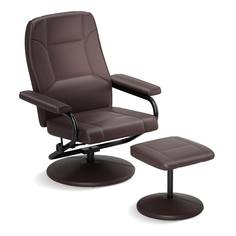 Isabelle & Max™ Reclining Chair With Ottoman Adjustable Backrest Padded Seat Footrest For Bedroom, Brown