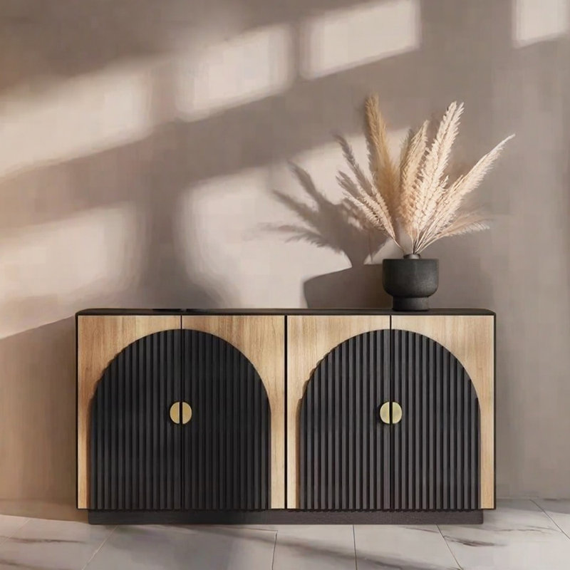 Armoire console en bois massif French French, Noir, Noir/naturel