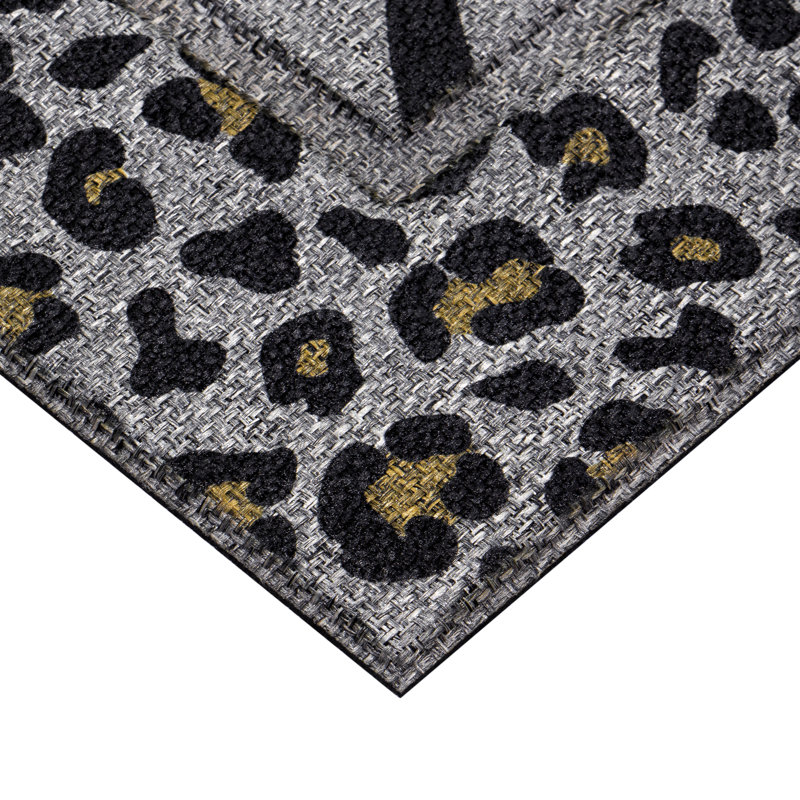 Paillasson Ottis Sisal Hello Leopard, Gris