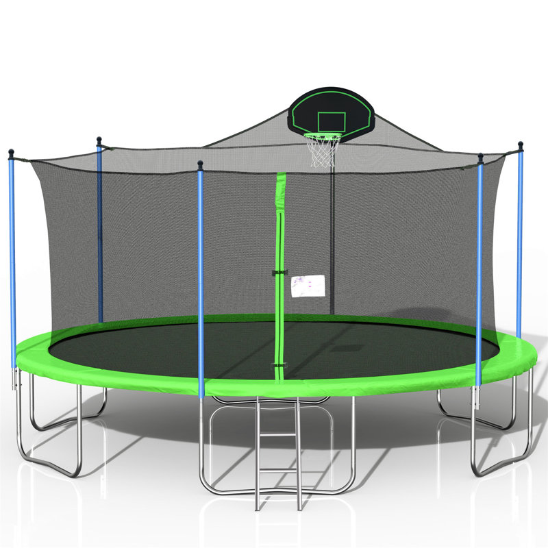Abrahams Round Backyard Trampoline with Safety Enclosure