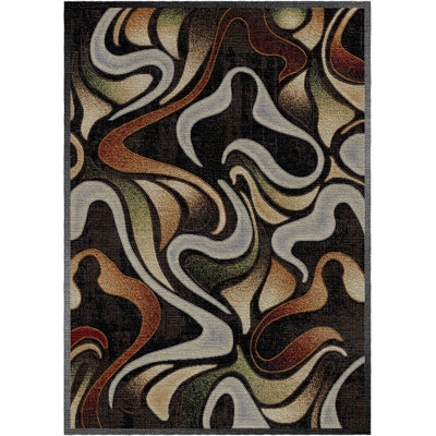 Tapis de couloir Ofelio avec vagues à tourbillon moderne Abstarct, polypropylène - multicolore