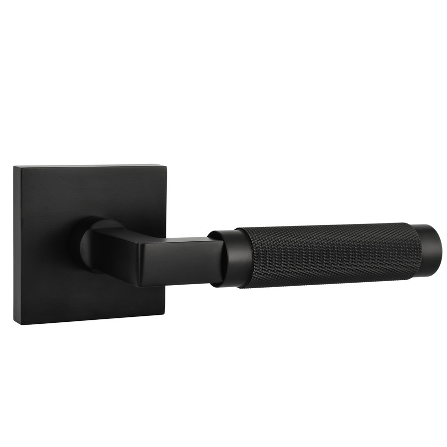 Soho Solid Brass Matte Black Door Lever with Knurled Handle
