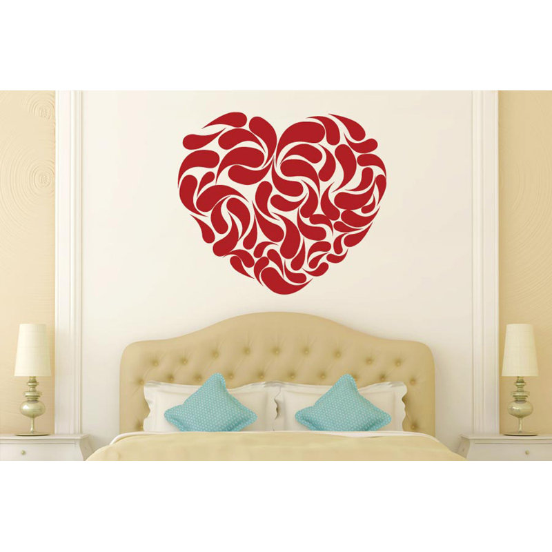 Heart Shape Abstract Wall Sticker, Dark Red