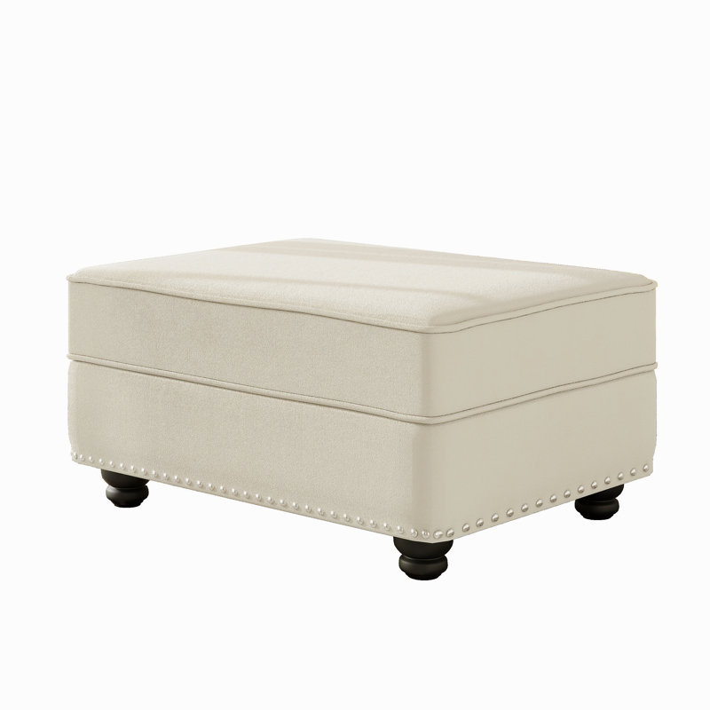 Velvet Ottoman To Combine With Single Seater Sofa, 2 Seater Sofa And 3 Seater Sofa, Suitable For Living Rooms, Apartments, Offices,Beige/White