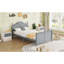 Lit simple pour enfants, lit plateforme simple en bois avec tête et pied de lit-863353410-863353411