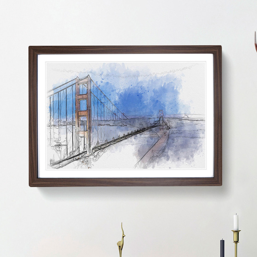 Golden Gate Suspension Bridge - Picture Frame Graphic Art Print