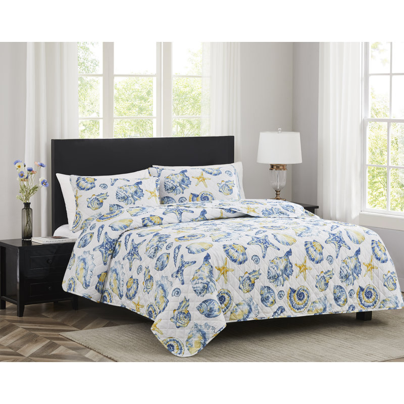 Ensemble de courtepointe en microfibre Sunshell Coastal, Courtepointe très grand et 2 très grandes taies