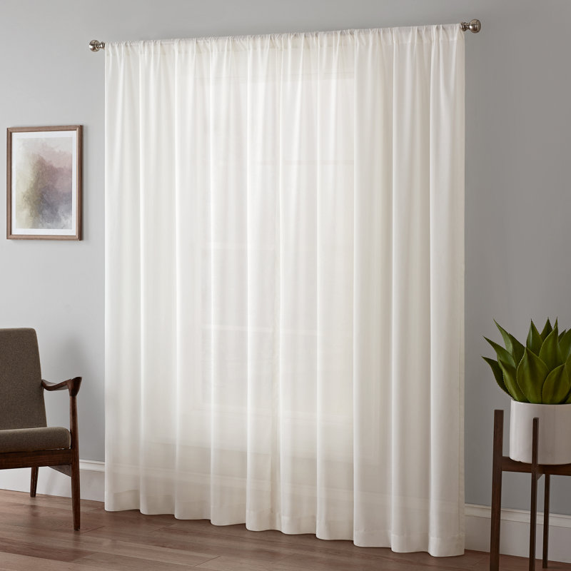 Chelsea Sheer Curtain Single Panel, 52"W x 108"L, White