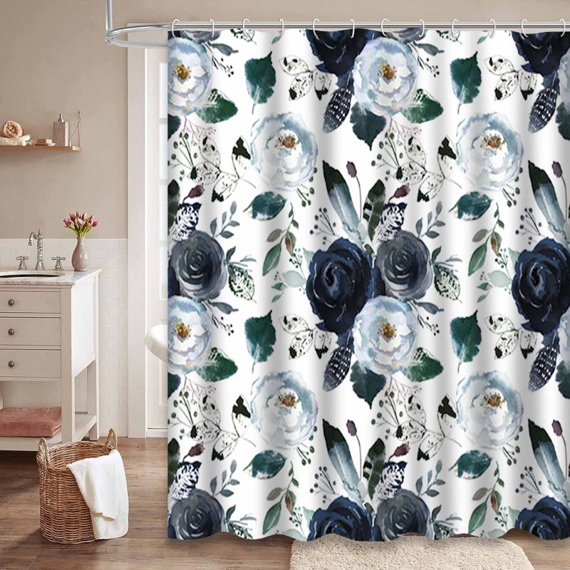 Rideau de douche aquarelle Boho avec 12 crochets, L 72 po x l 78 po