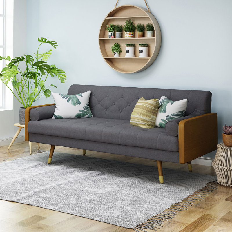 Tufted Fabric Sofa, Gray