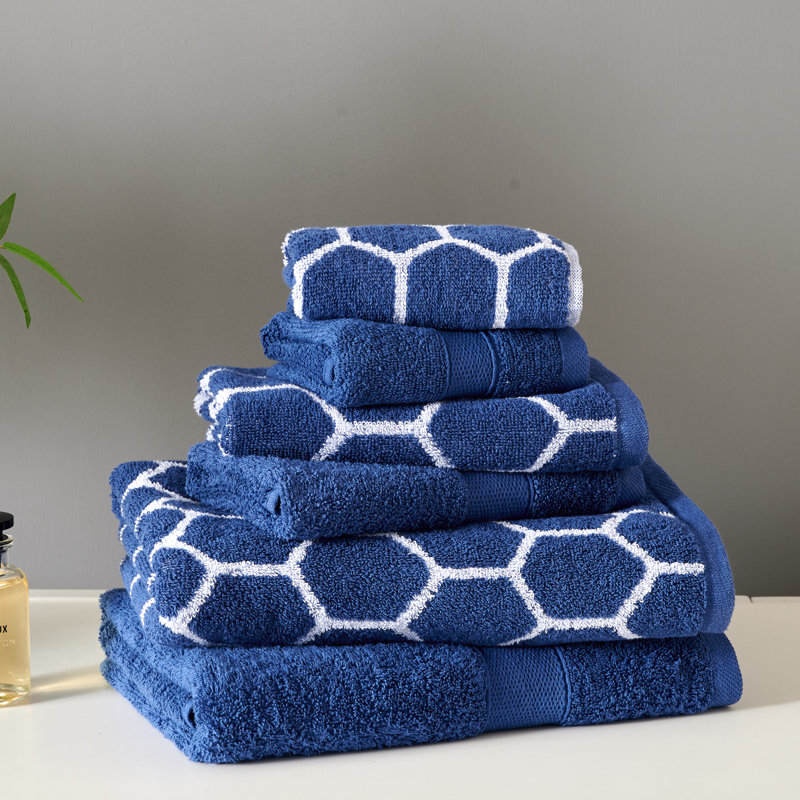 Ensemble de serviettes 6 pièces 100% coton, Bleu marine