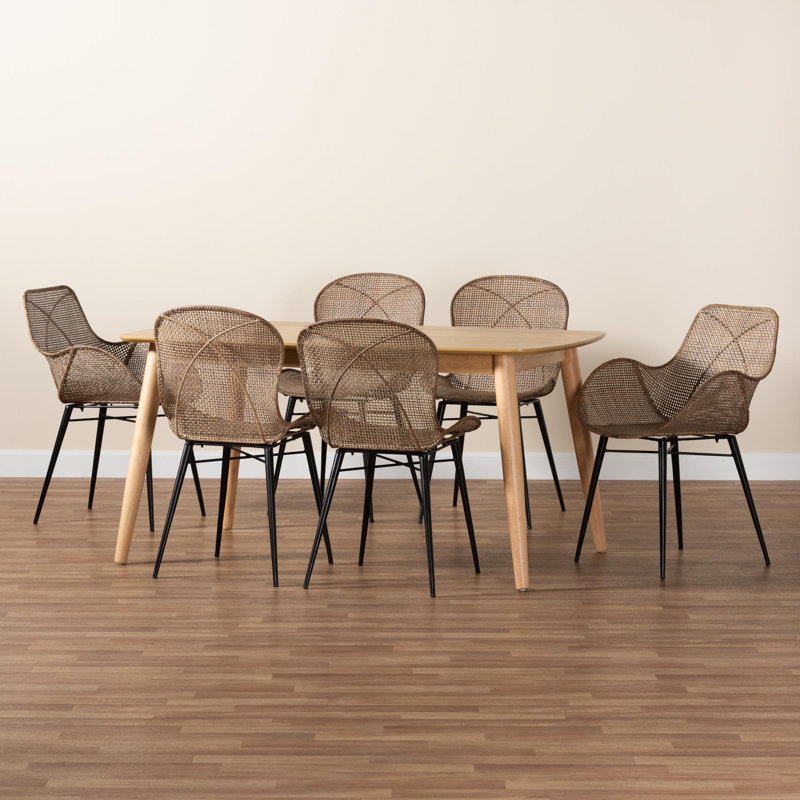 Yamileth 6 - Person Rattan Dining Set