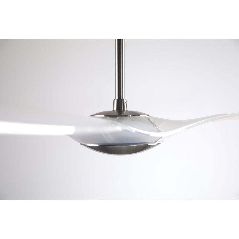 IC Brisa Downrod Ceiling Fan, Bright Nickel/Translucent, Handheld Remote Control