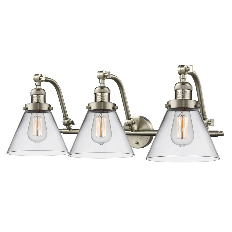 Plumlee 3 - Light Dimmable Vanity Light, Brushed Satin Nickel, Clear, No Bulb Included