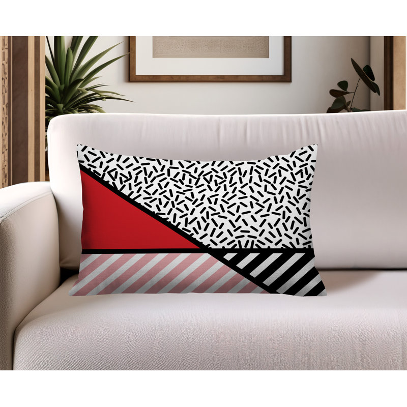 Oreiller rectangulaire intérieur / extérieur Shapira, Rectangulaire H 14 po x l 20 po, Rouge