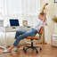 Chaise de bureau sans accoudoir en polyuréthane, chaise de travail pivotante à hauteur réglable avec dossier-484763067
