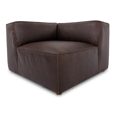 Fauteuil d'angle en cuir véritable Foley