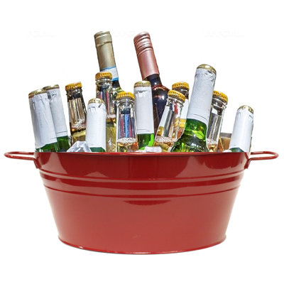 Enameled Steel Beverage Tub 19"D x 8"H