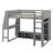 Full Size Wood Gaming Loft Bed – Desk, Multi-Storage Shelves, LED & Hanging Clothes Rack